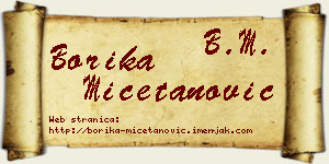 Borika Mičetanović vizit kartica